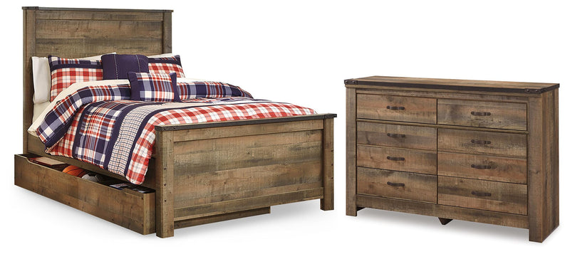Trinell Brown Full Panel Bed with Storage and Dresser - B446B93