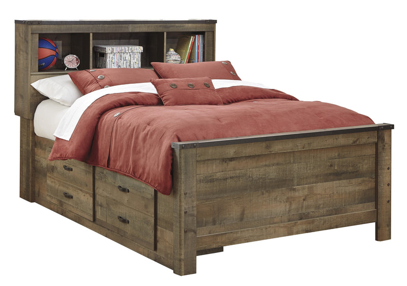 Trinell Brown Full Panel Bookcase Under Bed Storage Bed - Gate FurnitureFull Bed