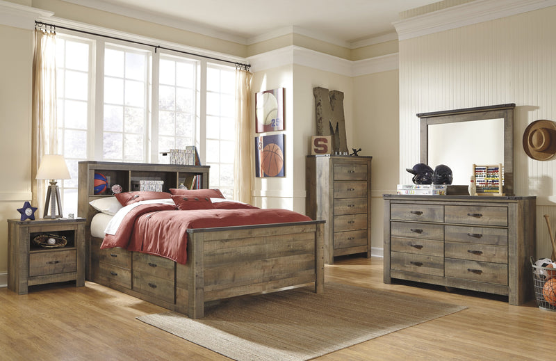Trinell Brown Full Panel Bookcase Under Bed Storage Bed - Gate FurnitureFull Bed