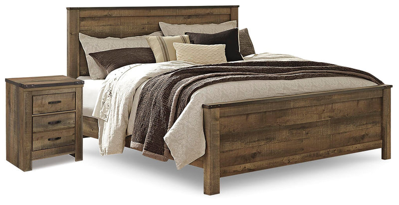 Trinell Brown King Panel Bed and Nightstand - B446B60
