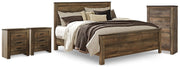 Trinell Brown King Panel Bed, Chest and 2 Nightstands - B446B96