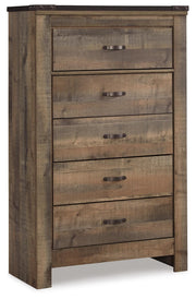 Trinell Brown King Panel Bed, Chest and 2 Nightstands - B446B96