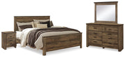 Trinell Brown King Panel Bed, Dresser, Mirror and 2 Nightstands - B446B74
