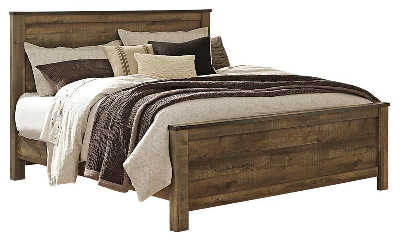 Trinell Brown King Panel Bed, Dresser, Mirror and Nightstand - B446B94