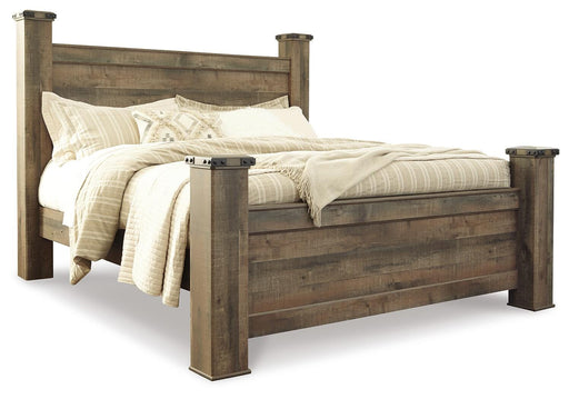Trinell Brown King Poster Bed, Dresser, Mirror and Nightstand - B446B75