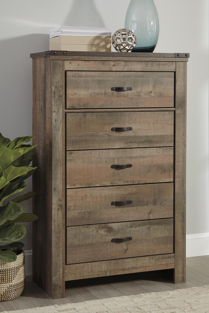 Trinell Brown Queen Panel Bed, Chest and 2 Nightstands - B446B59
