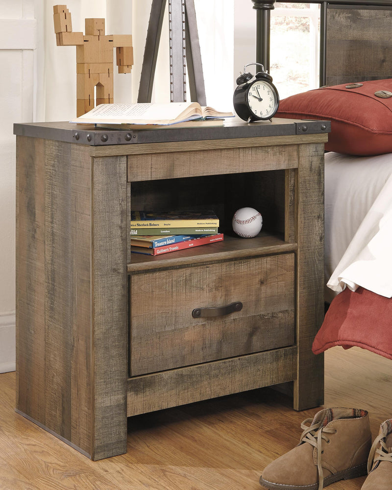 Trinell Brown Queen Panel Bed, Chest and 2 Nightstands - B446B59
