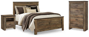 Trinell Brown Queen Panel Bed, Chest and 2 Nightstands - B446B59