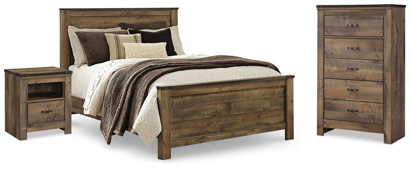 Trinell Brown Queen Panel Bed, Chest and 2 Nightstands - B446B59