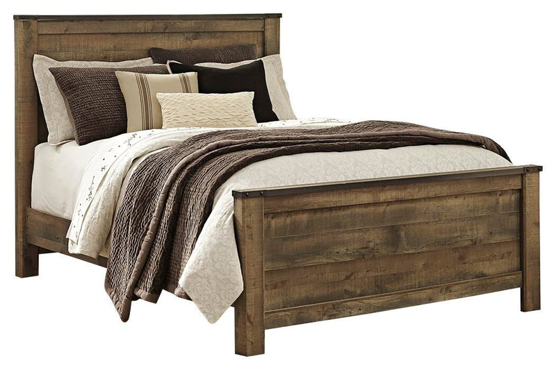 Trinell Brown Queen Panel Bed, Dresser, Mirror and Nightstand - B446B88