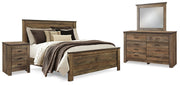 Trinell Brown Queen Panel Bed, Dresser, Mirror and Nightstand - B446B88