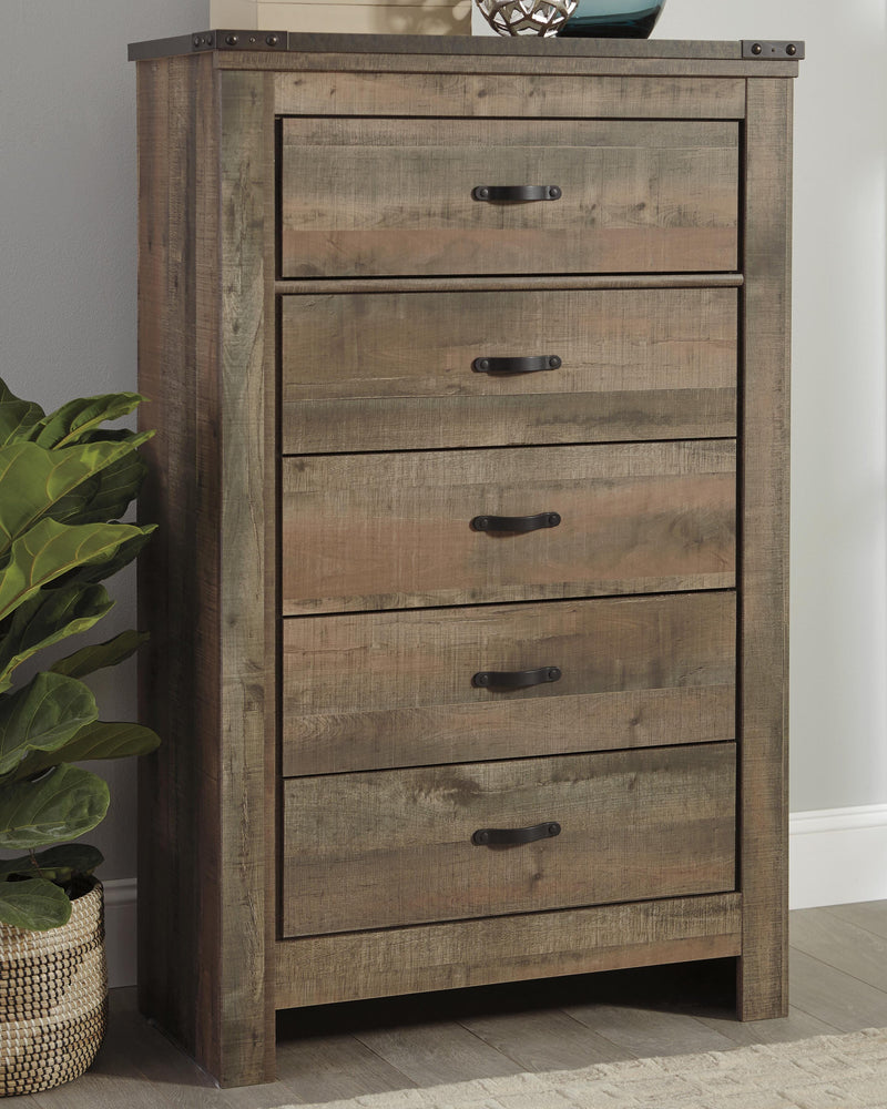 Trinell Brown Queen Panel Headboard, Dresser, Mirror, Chest and Nightstand - B446B90