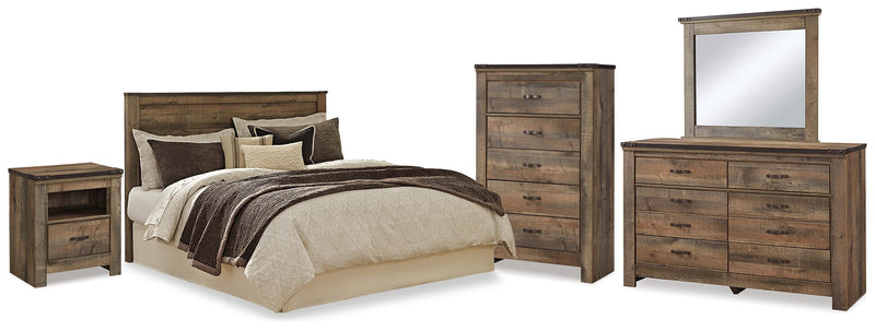Trinell Brown Queen Panel Headboard, Dresser, Mirror, Chest and Nightstand - B446B90