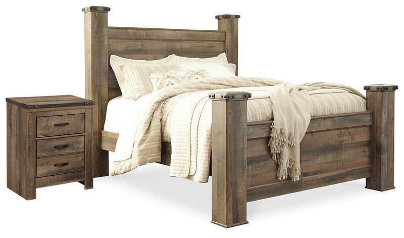 Trinell Brown Queen Poster Bed and Nightstand - B446B62