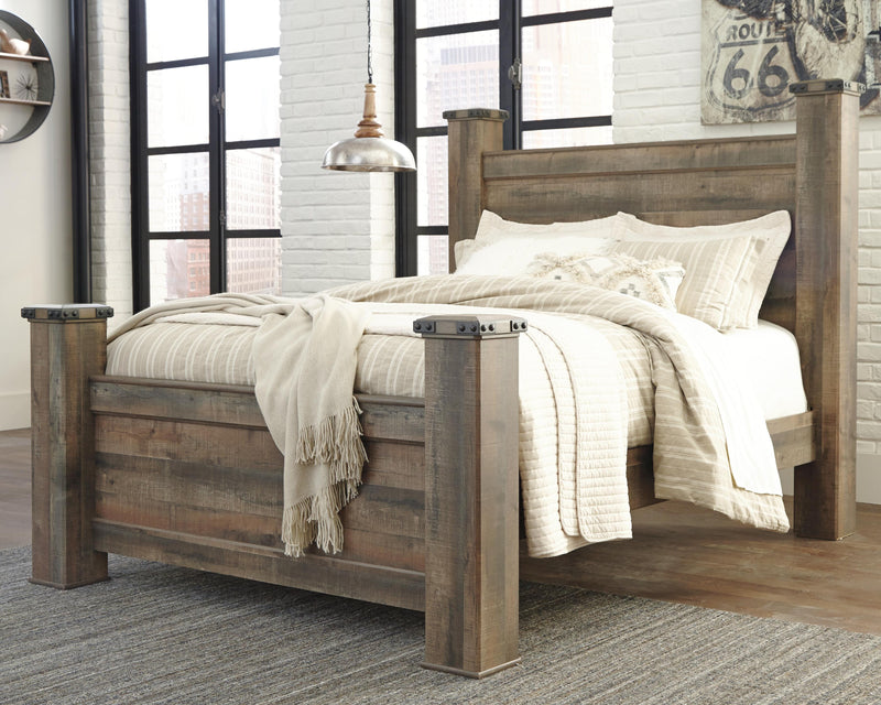 Trinell Brown Queen Poster Bed, Dresser, Mirror and Nightstand - B446B76