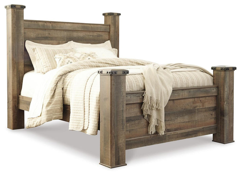 Trinell Brown Queen Poster Bed, Dresser, Mirror, Chest and 2 Nightstands - B446B80
