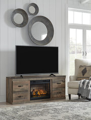 Trinell Brown TV Stand with Electric Fireplace  - EW0446W8