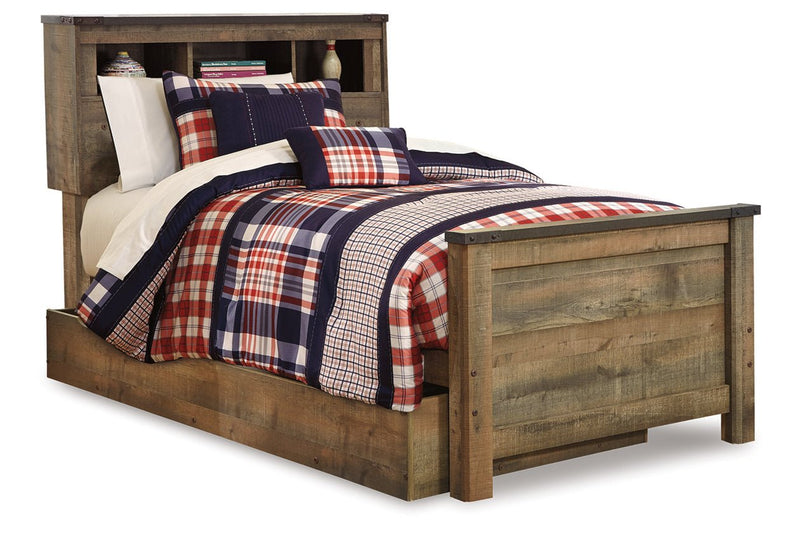 Trinell Brown Twin Bookcase Bed with 1 Large Storage Drawer - Gate FurnitureTwin Bed