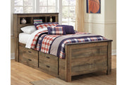 Trinell Brown Twin Bookcase Bed with 2 Storage Drawers - Gate FurnitureTwin Bed