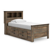 Trinell Brown Twin Bookcase Storage Bed, Dresser and Mirror - B446B86