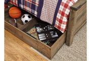 Trinell Brown Twin Panel Bed with 1 Large Storage Drawer - Gate FurnitureTwin Bed