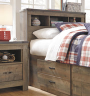 Trinell Brown Twin Panel Bed with Storage and Nightstand - B446B68