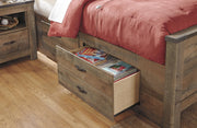 Trinell Brown Twin Panel Bed with Storage and Nightstand - B446B68