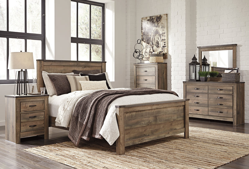 Trinell King Panel Bed with Dresser, Chest and 2 Nightstands in Brown from Ashley - Luna Furniture
