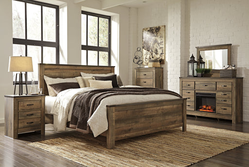 Trinell King Panel Bed with Dresser, Chest and Nightstand in Brown from Ashley - Luna Furniture