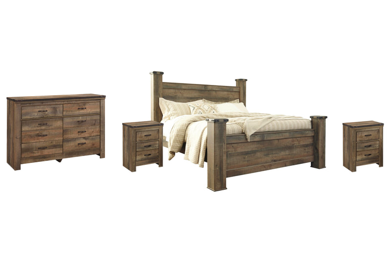 Trinell King Poster Bed with Dresser and 2 Nightstands in Brown - PKG005120
