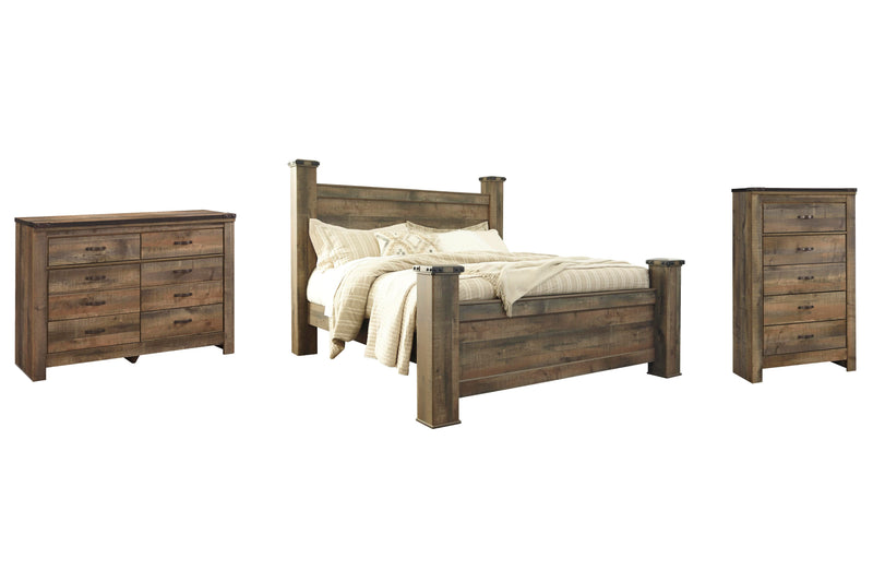 Trinell King Poster Bed with Dresser and Chest in Brown - PKG005122
