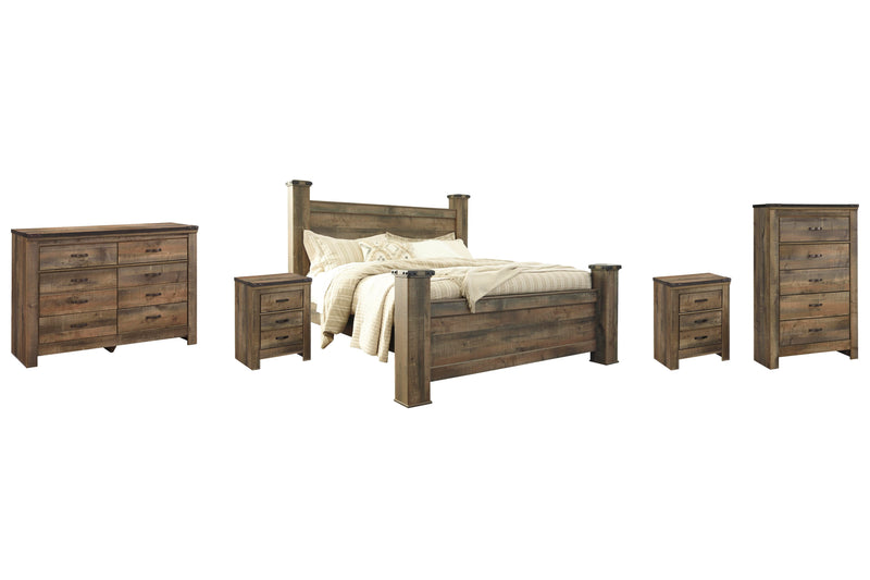 Trinell King Poster Bed with Dresser, Chest and 2 Nightstands in Brown - PKG005129