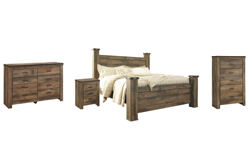 Trinell King Poster Bed with Dresser, Chest and Nightstand in Brown - PKG005126