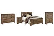 Trinell Queen Panel Bed with Dresser, Chest and Nightstand in Brown - PKG005089