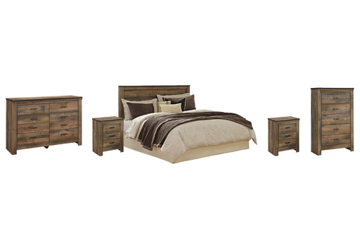 Trinell Queen Panel Headboard Bed with Dresser, Chest and 2 Nightstands in Brown - PKG005078