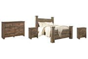 Trinell Queen Poster Bed with Dresser and 2 Nightstands in Brown - PKG005101