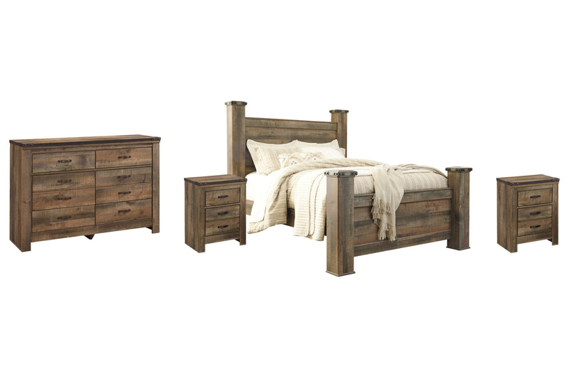 Trinell Queen Poster Bed with Dresser and 2 Nightstands in Brown - PKG005101