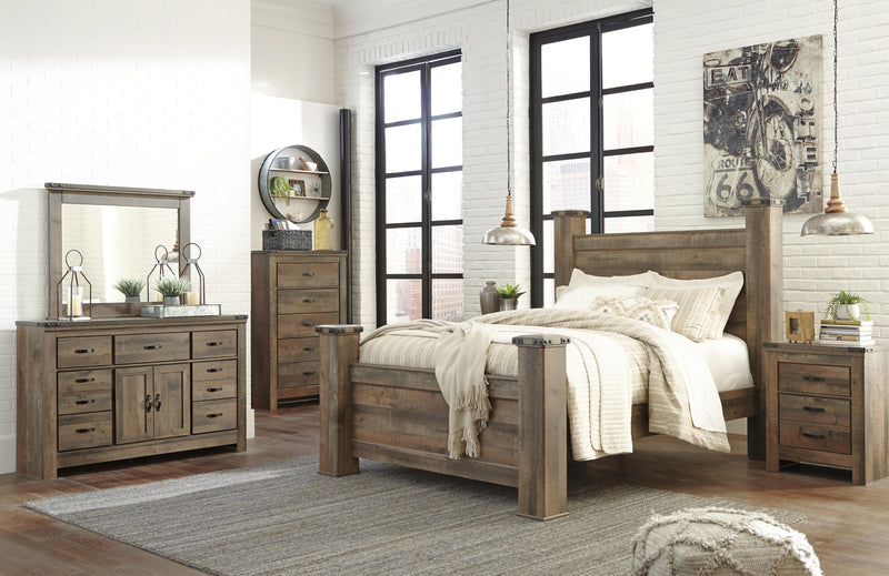 Trinell Queen Poster Bed with Dresser, Chest and Nightstand in Brown - PKG005104