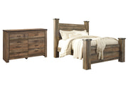 Trinell Queen Poster Bed with Dresser in Brown - PKG005056