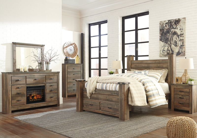 Trinell Queen Poster Bed with Dresser in Brown - PKG005056
