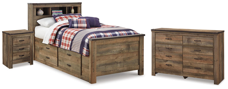 Trinell Twin Bookcase Storage Bed, Dresser and Nightstand - B446B100