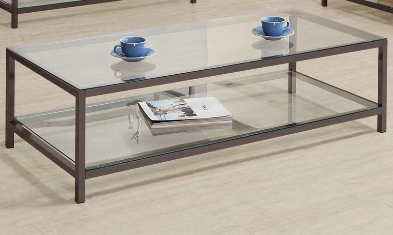 Trini 1-shelf Glass Top Coffee Table Black Nickel - 720228