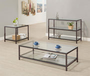 Trini 1-shelf Glass Top Coffee Table Black Nickel - 720228