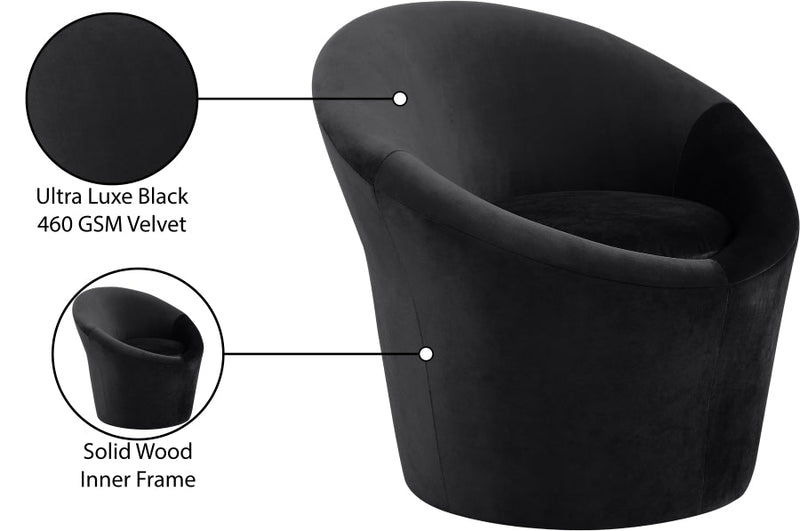 Tristan Velvet Upholstered Accent Chair in Black - 33015Black