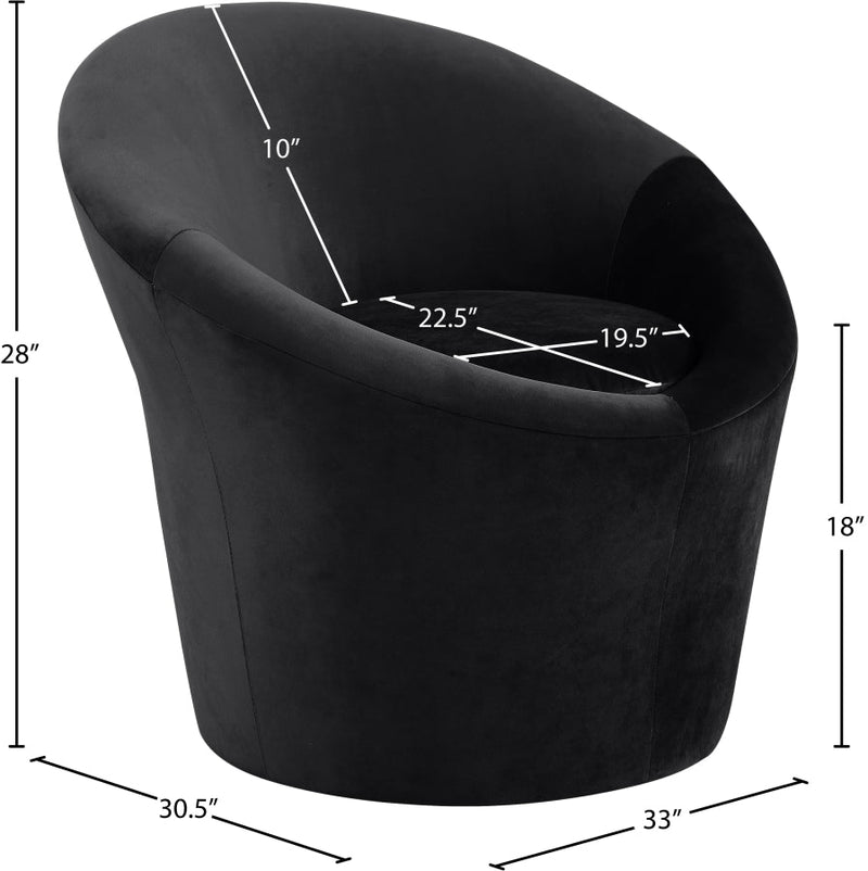 Tristan Velvet Upholstered Accent Chair in Black - 33015Black