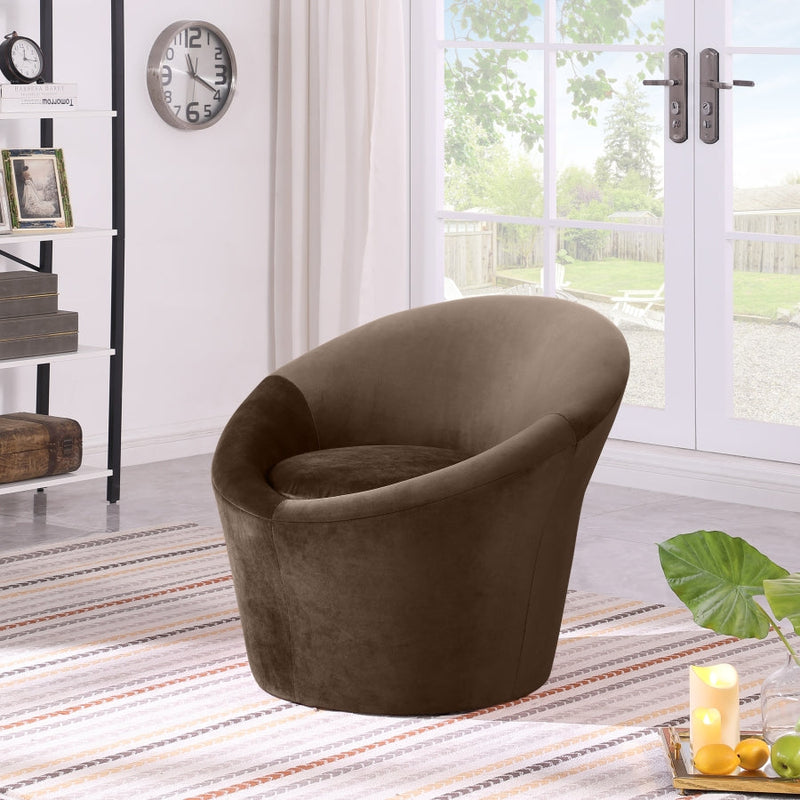 Tristan Velvet Upholstered Accent Chair in Brown - 33015Brown