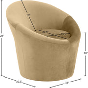 Tristan Velvet Upholstered Accent Chair in Camel - 33015Camel