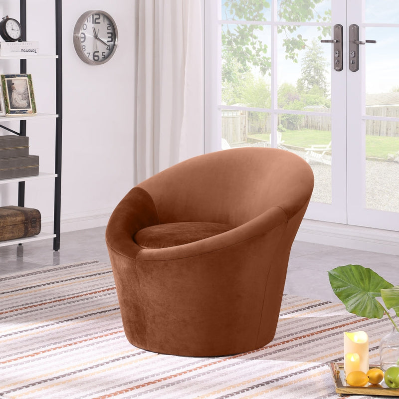 Tristan Velvet Upholstered Accent Chair in Cognac - 33015Cognac