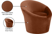 Tristan Velvet Upholstered Accent Chair in Cognac - 33015Cognac