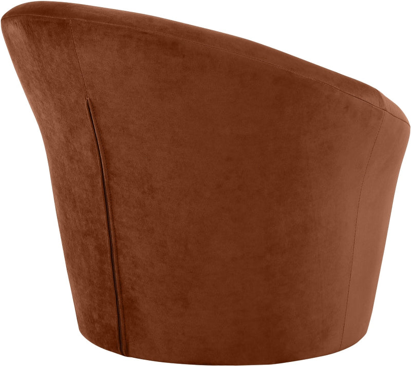 Tristan Velvet Upholstered Accent Chair in Cognac - 33015Cognac